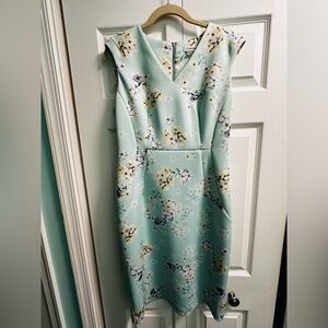 Calvin Klein Mint Floral Midi Scuba Dress